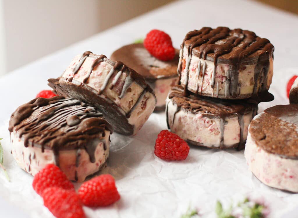 Chocolate Raspberry Ice Cream Sandwiches
