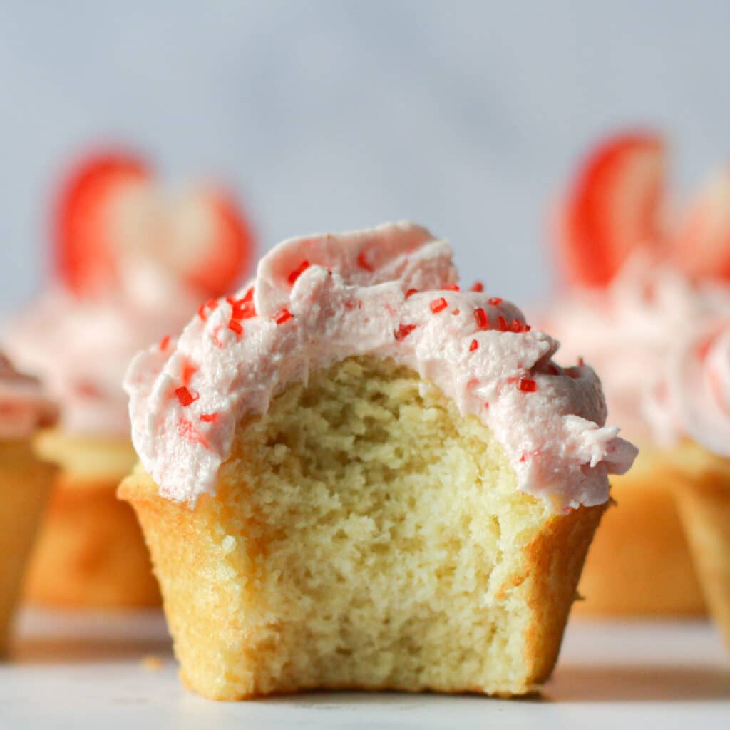 Champagne Cupcakes with Strawberry Buttercream