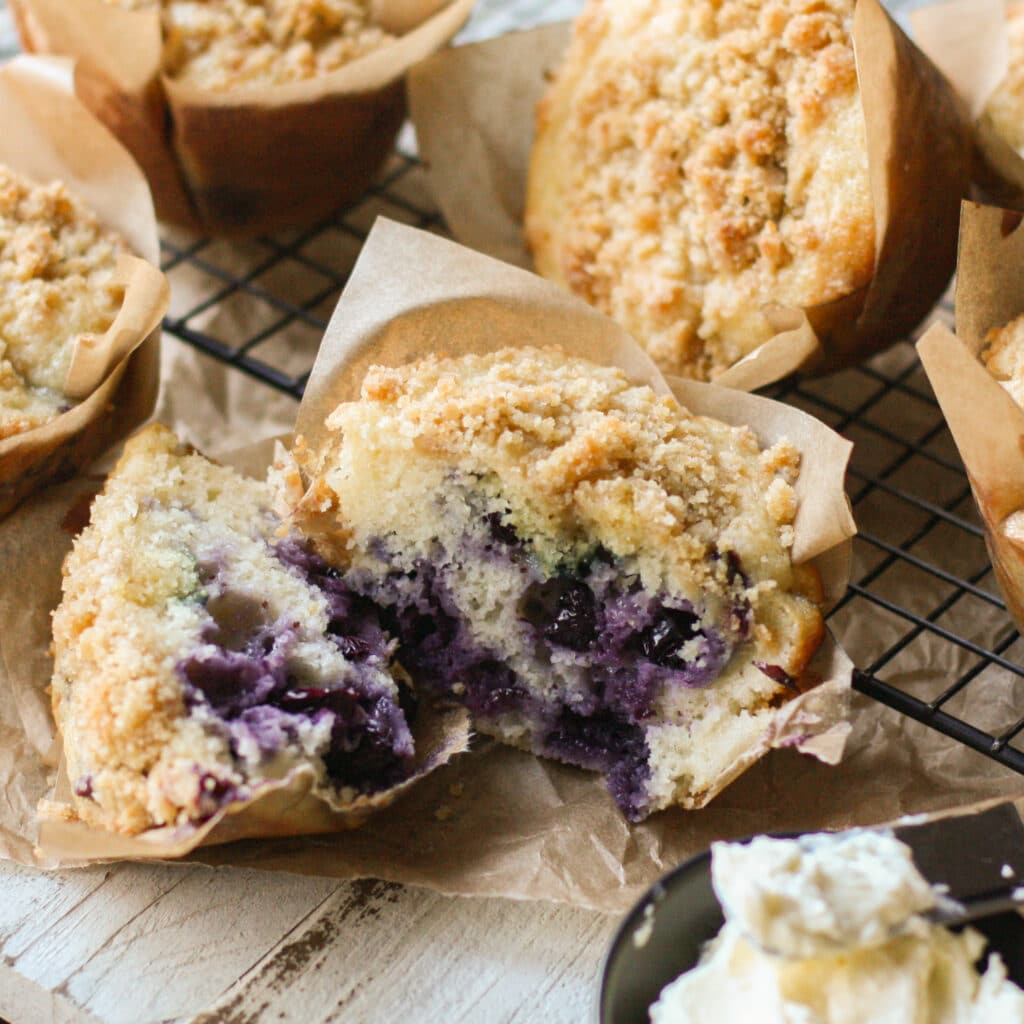 Blueberry Lemon Muffins with Citrus Crumble