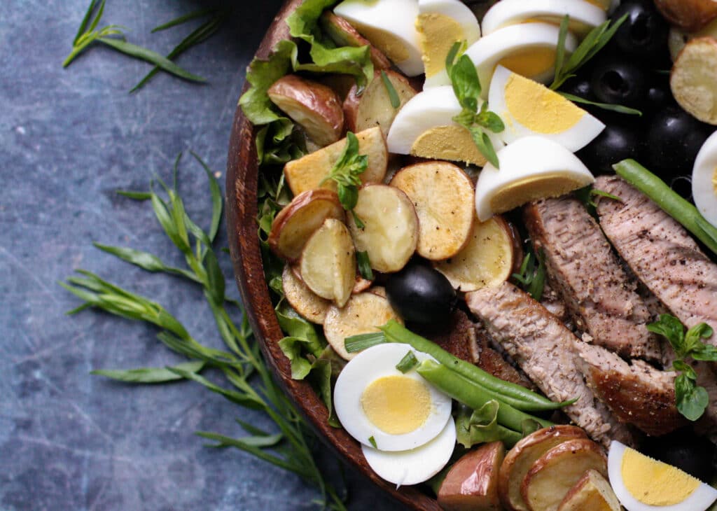 Seared Tuna Nicoise Salad with Creamy Tarragon Vinaigrette