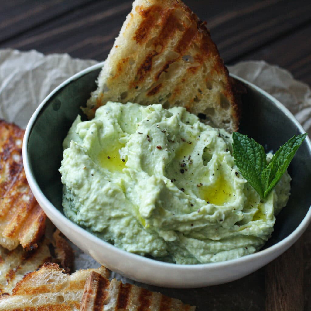Whipped Peas & Ricotta with Grilled Bread