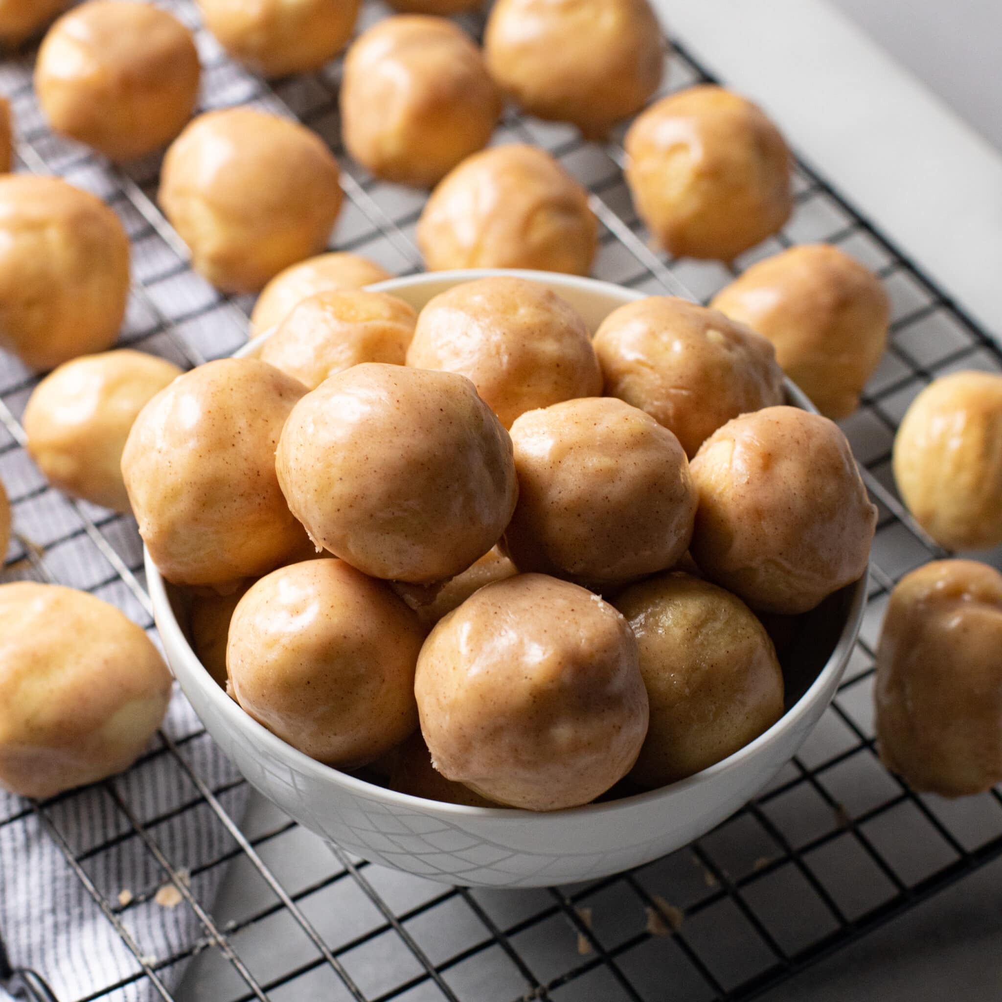 Air Fried Cinnamon Glazed Donut Holes | Simmer & Sage