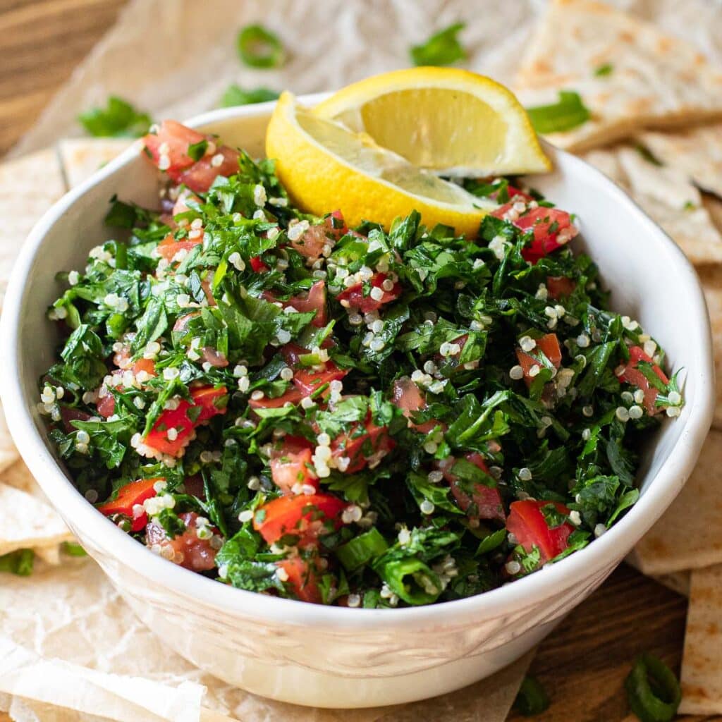 Tabbouleh with quinoa, tomatoes and lemons