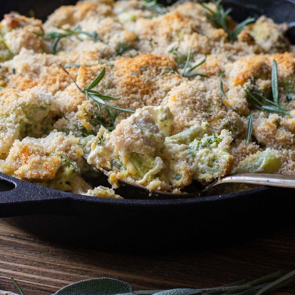 Spoonful of chicken, broccoli and cheese casserole