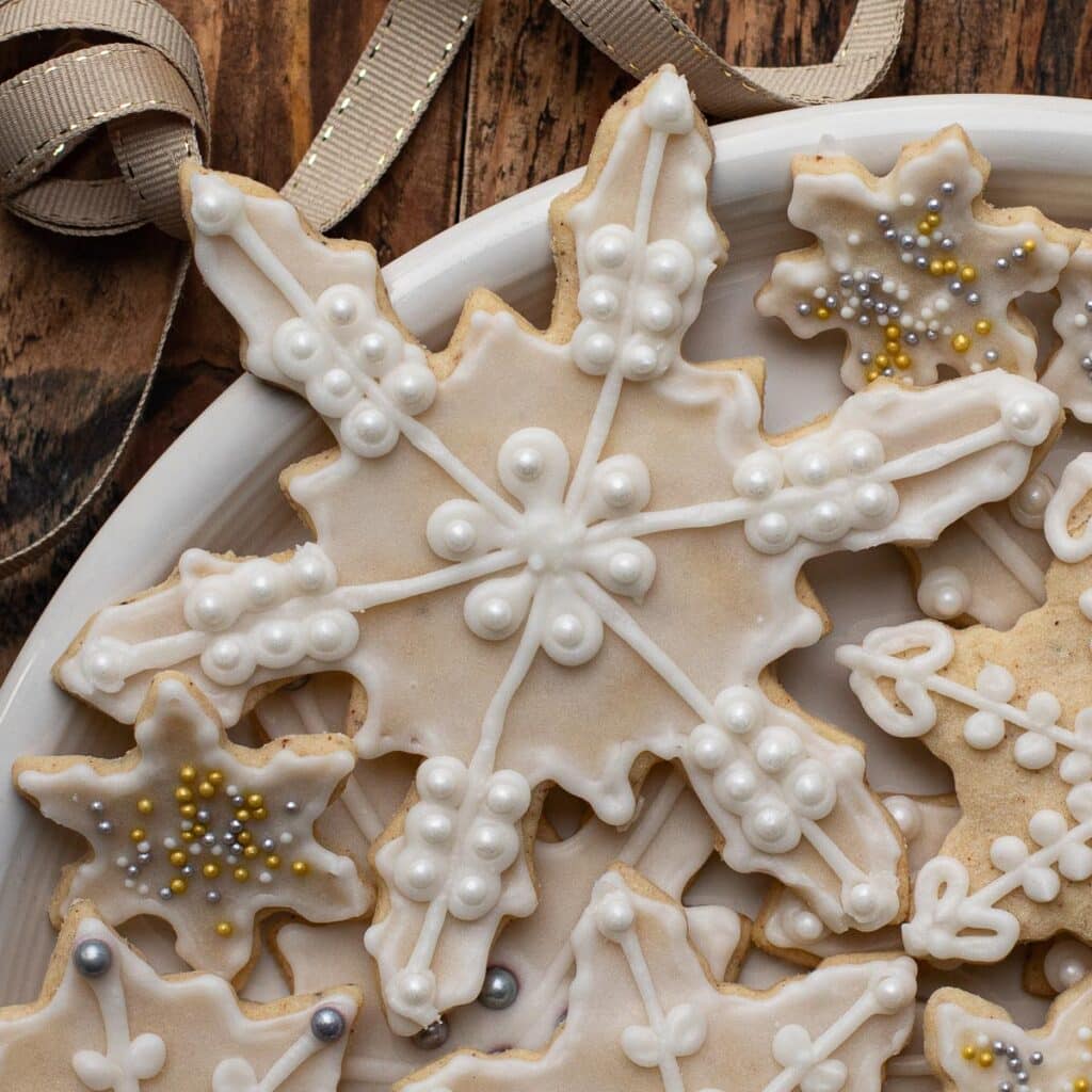 An eggnog cut-out cookie with rum frosting