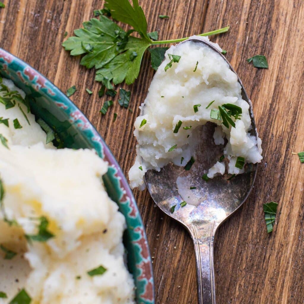 A spoonful of whipped potatoes
