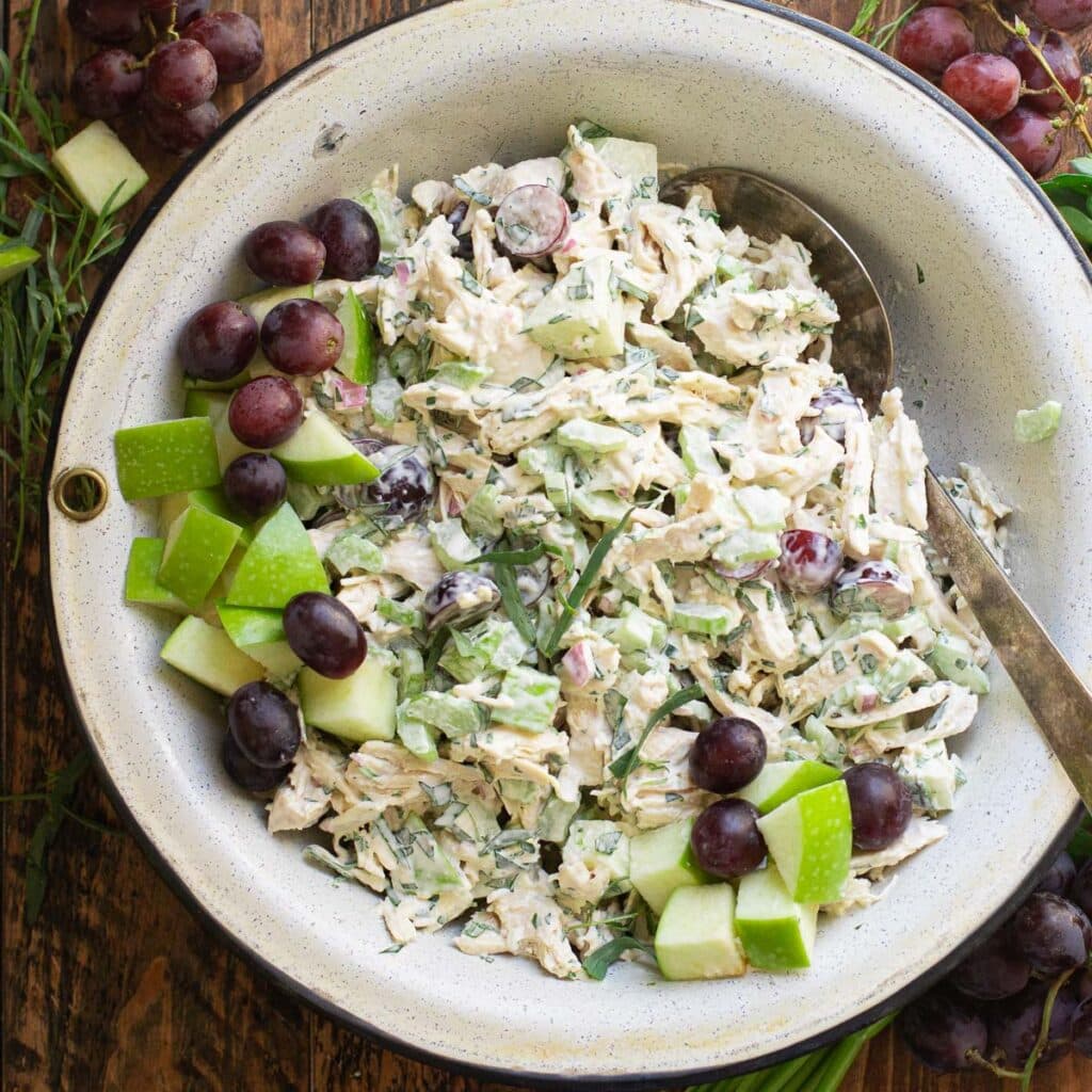 Best Ever Chicken Salad Recipe with grapes and apples