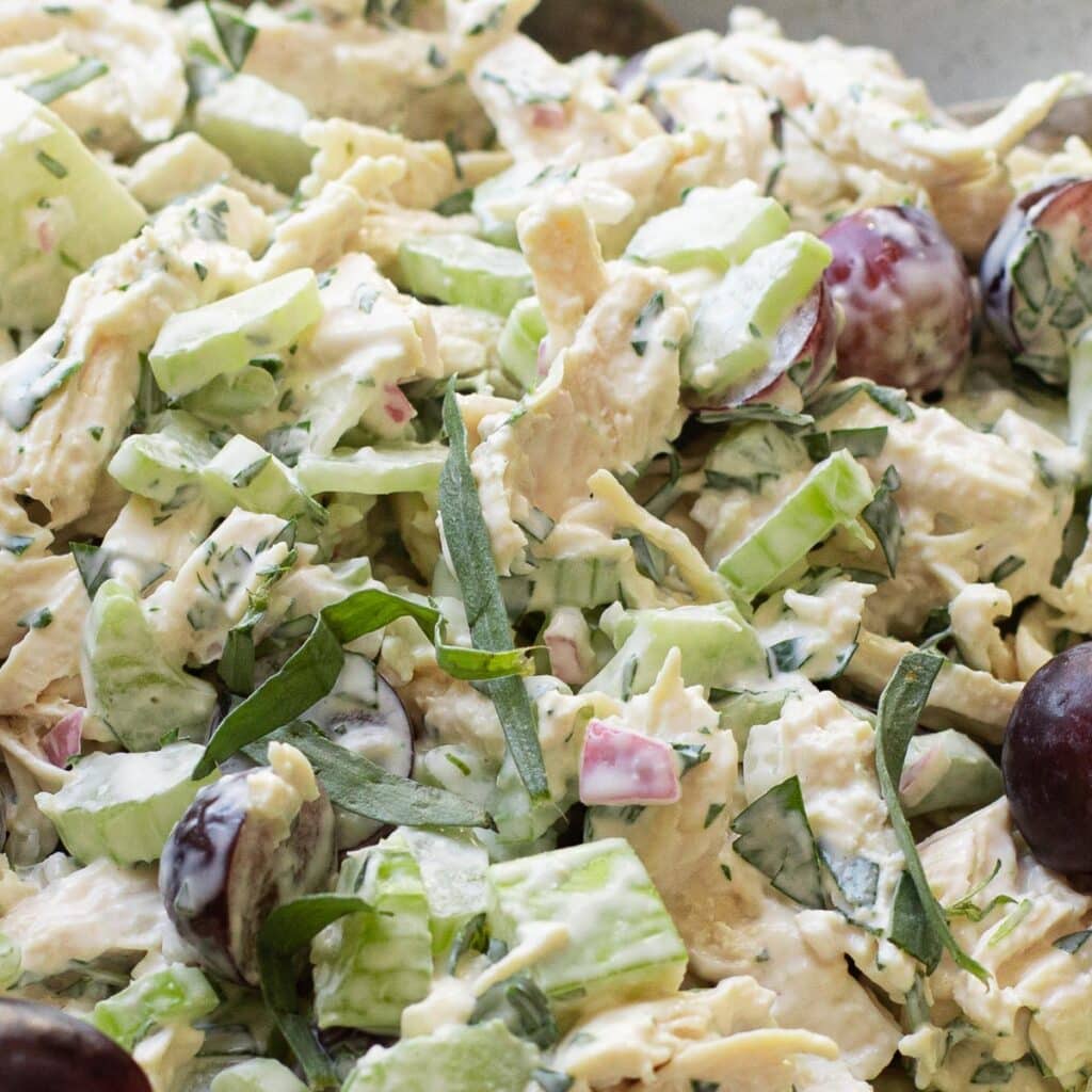 Best Ever Chicken Salad with celery, grapes and apples