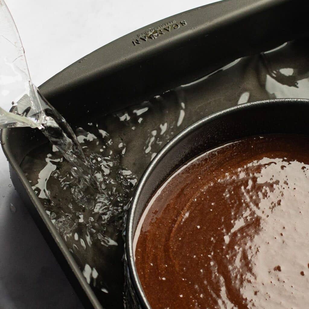 water bath for a flourless chocolate cake
