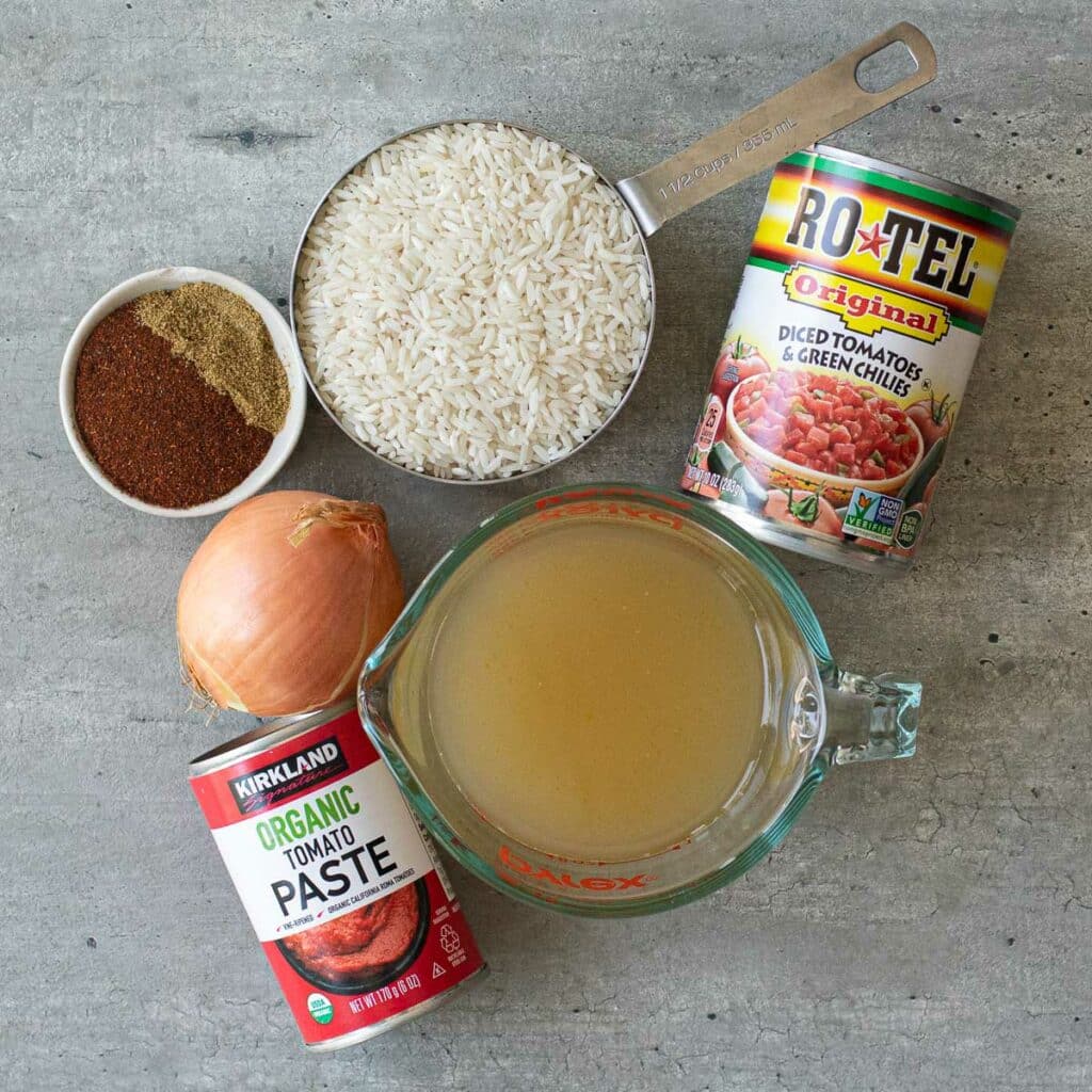 ingredients for gluten free Mexican rice recipe