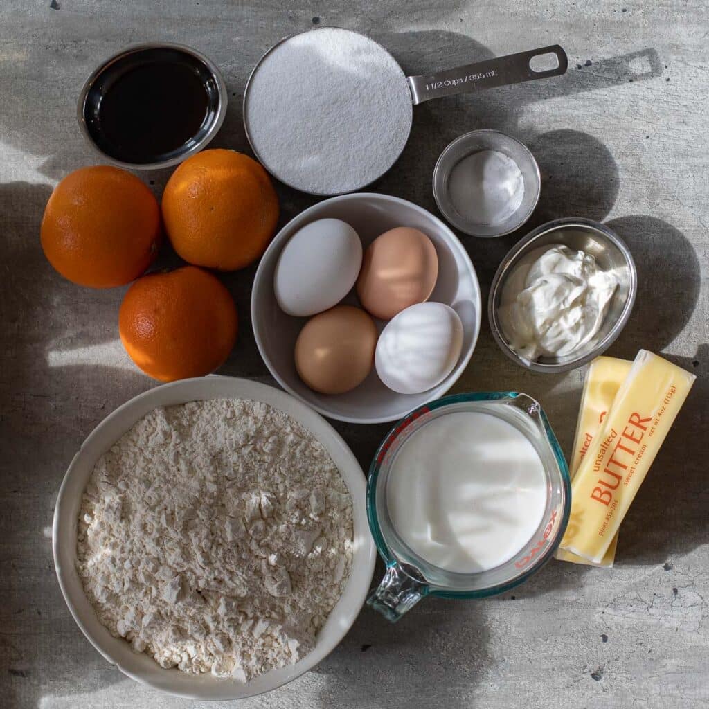 Ingredients for orange butter cake