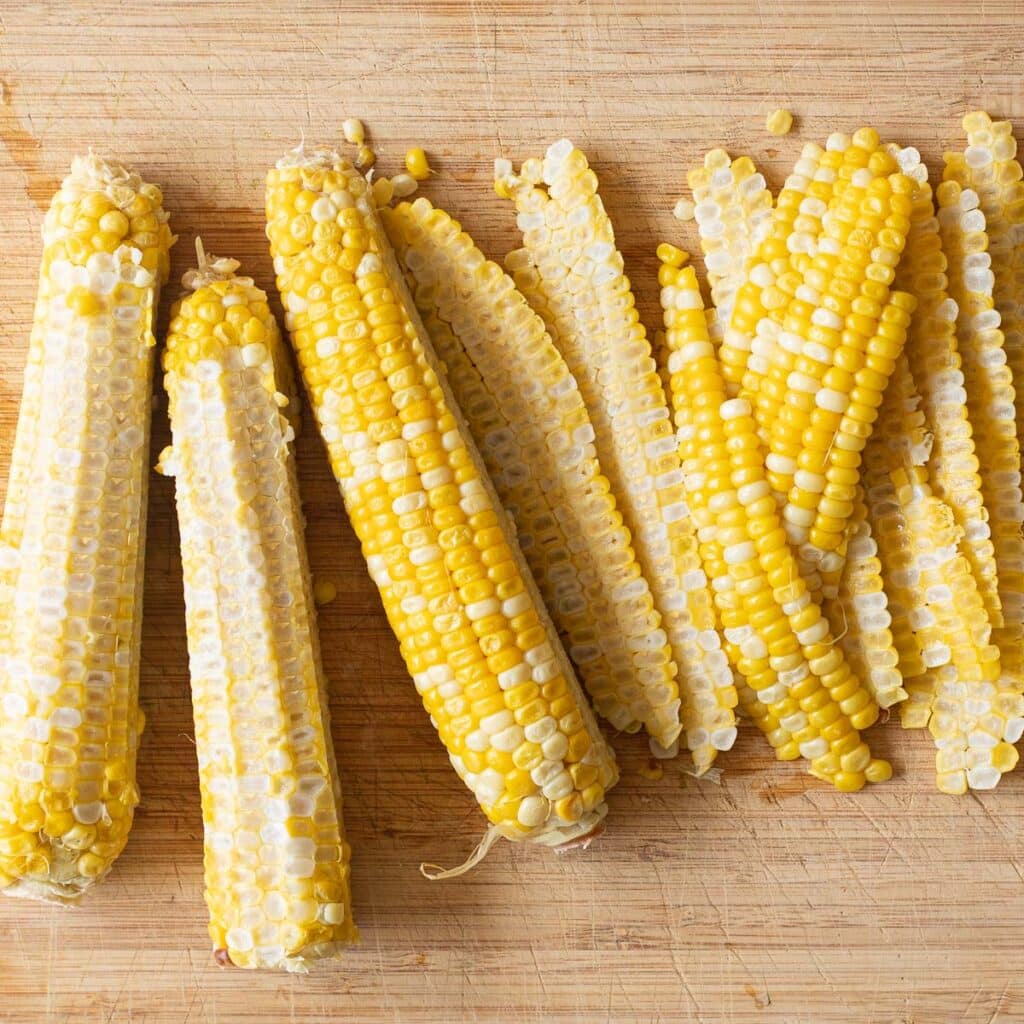 corn cobs with the kernels shaved off