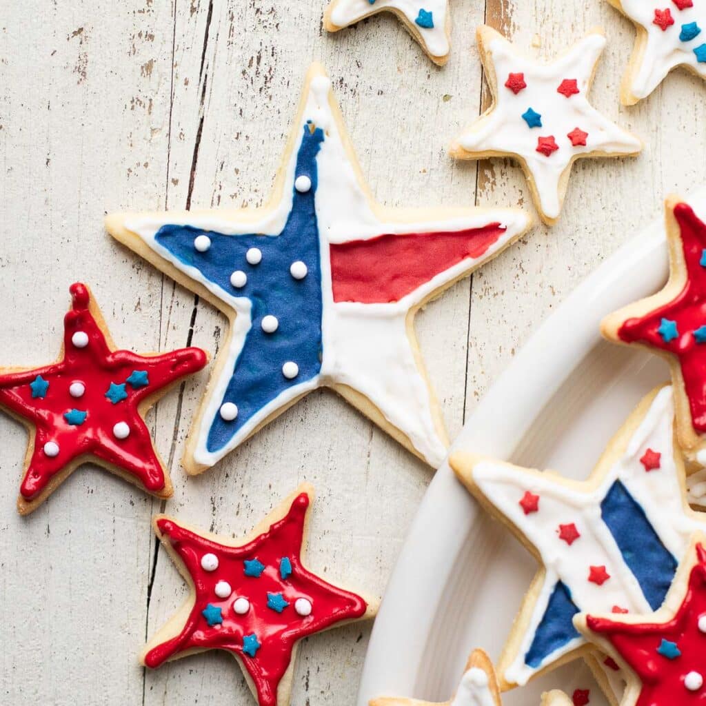 patriotic star shaped sugar cookies
