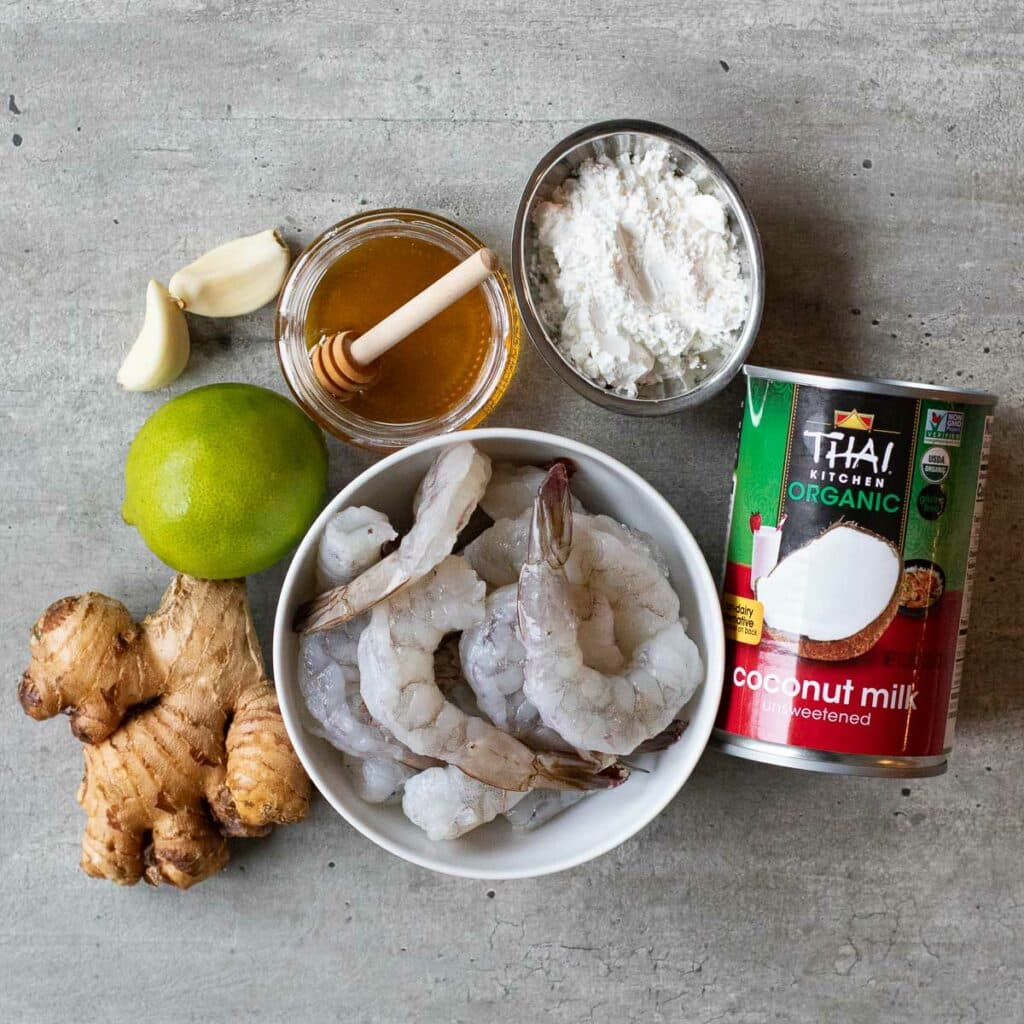 Ingredients for Chinese coconut shrimp recipe
