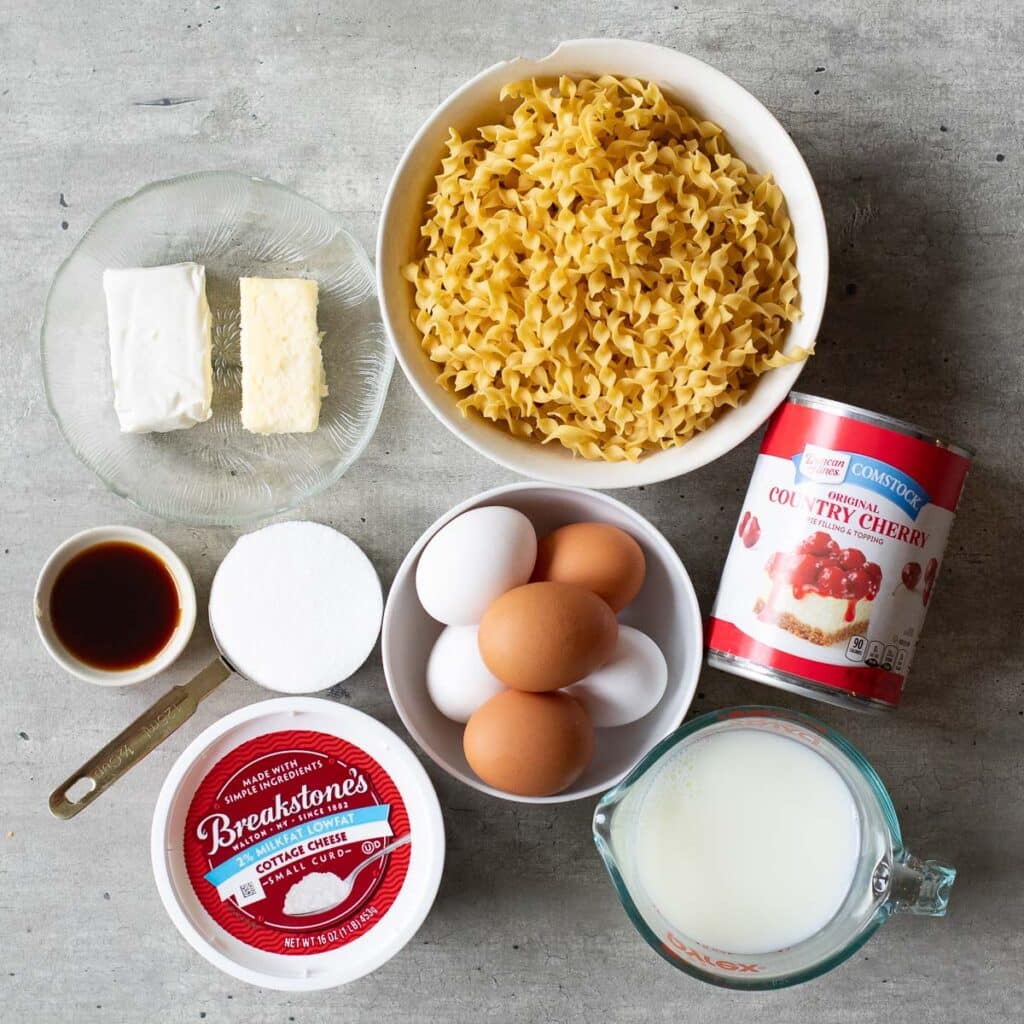 ingredients for sweet noodle kugel recipe