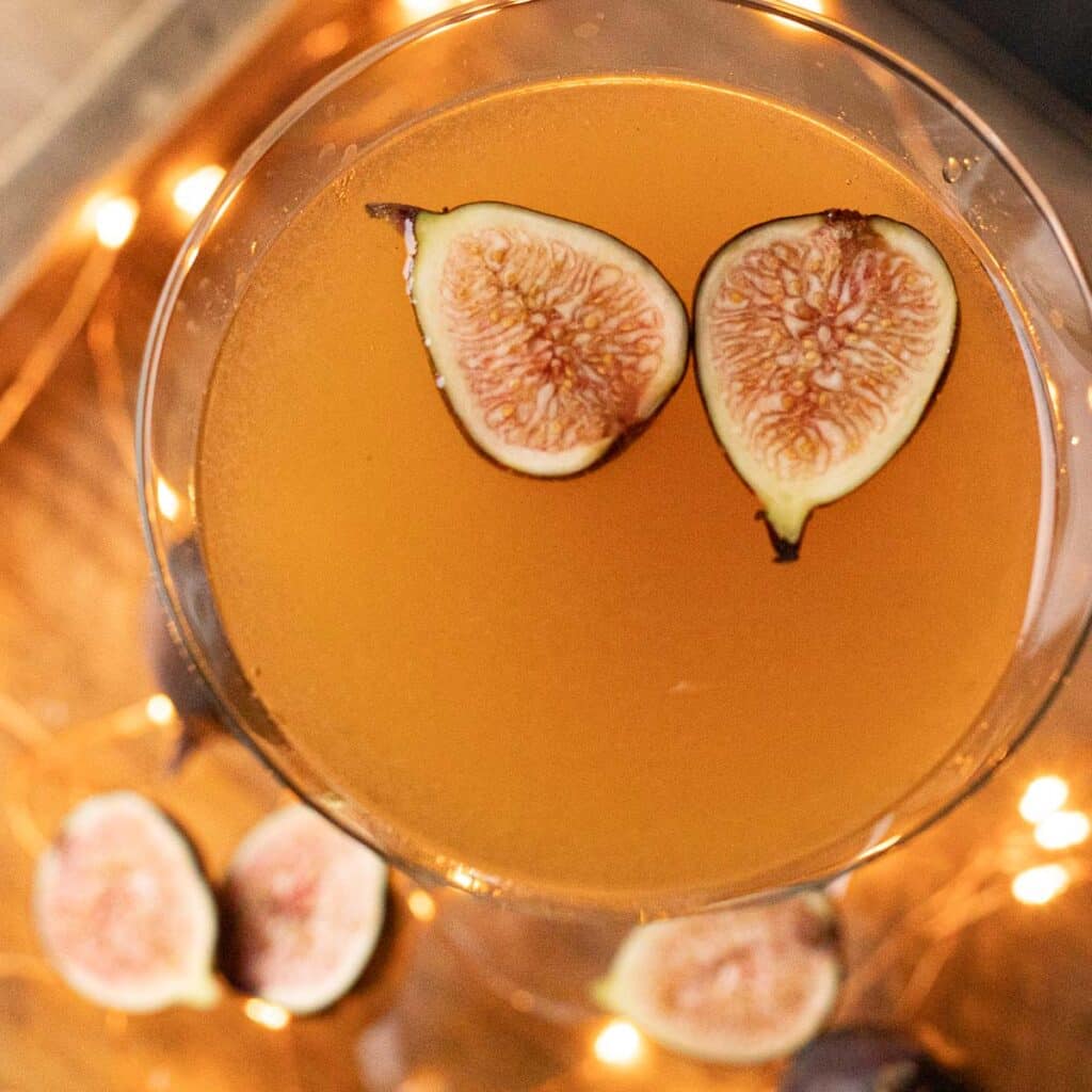 fresh figs garnishing a martini
