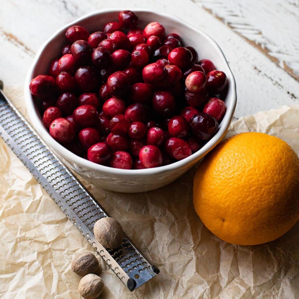 ingredients for whole berry cranberry sauce recipe
