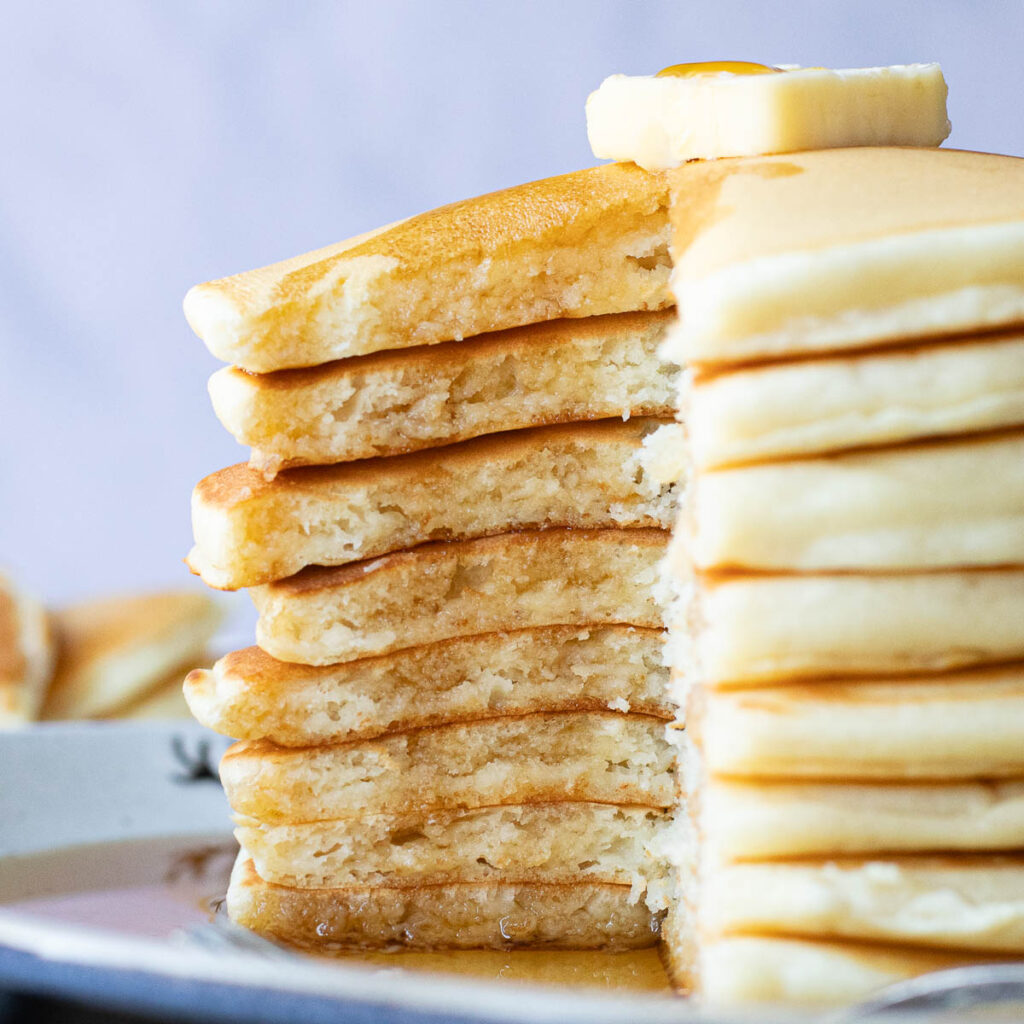 a stack of homemade McDonald's pancakes