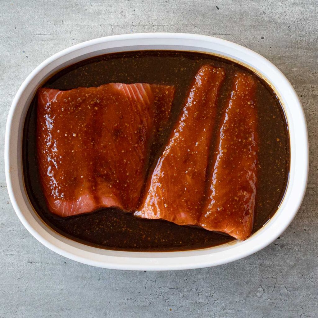 salmon marinating in miso sauce