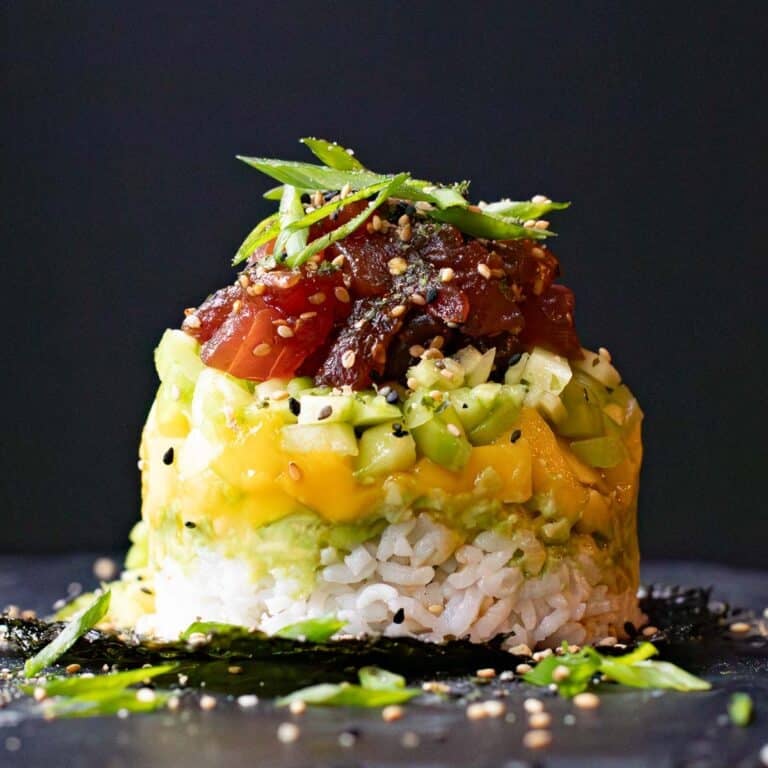 Gorgeous Stack How to Make an Ahi Tuna Sushi Tower with Avocado