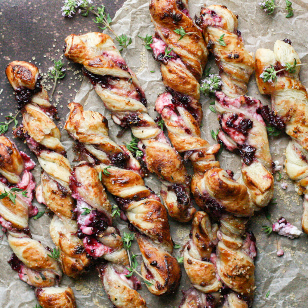 blackberry goat cheese puff pastry twists