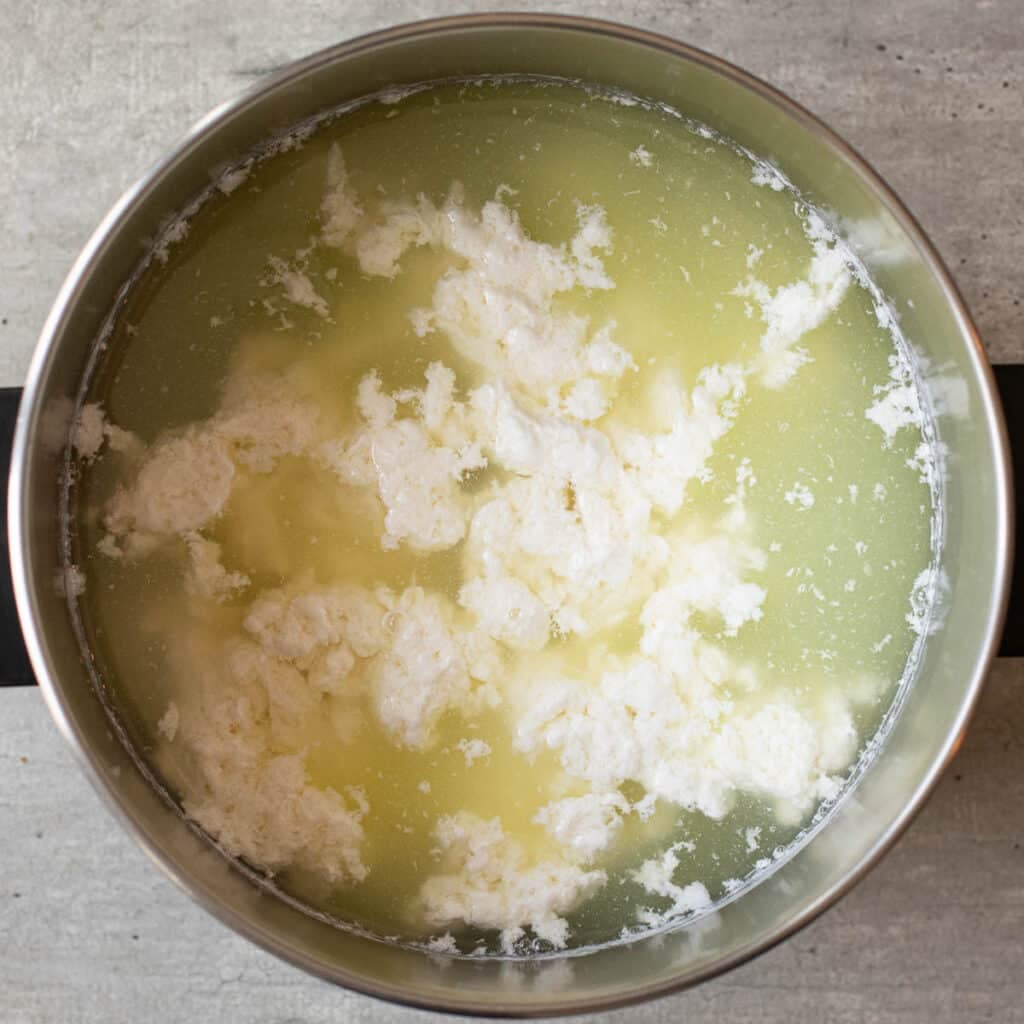 a large pot of curds and whey