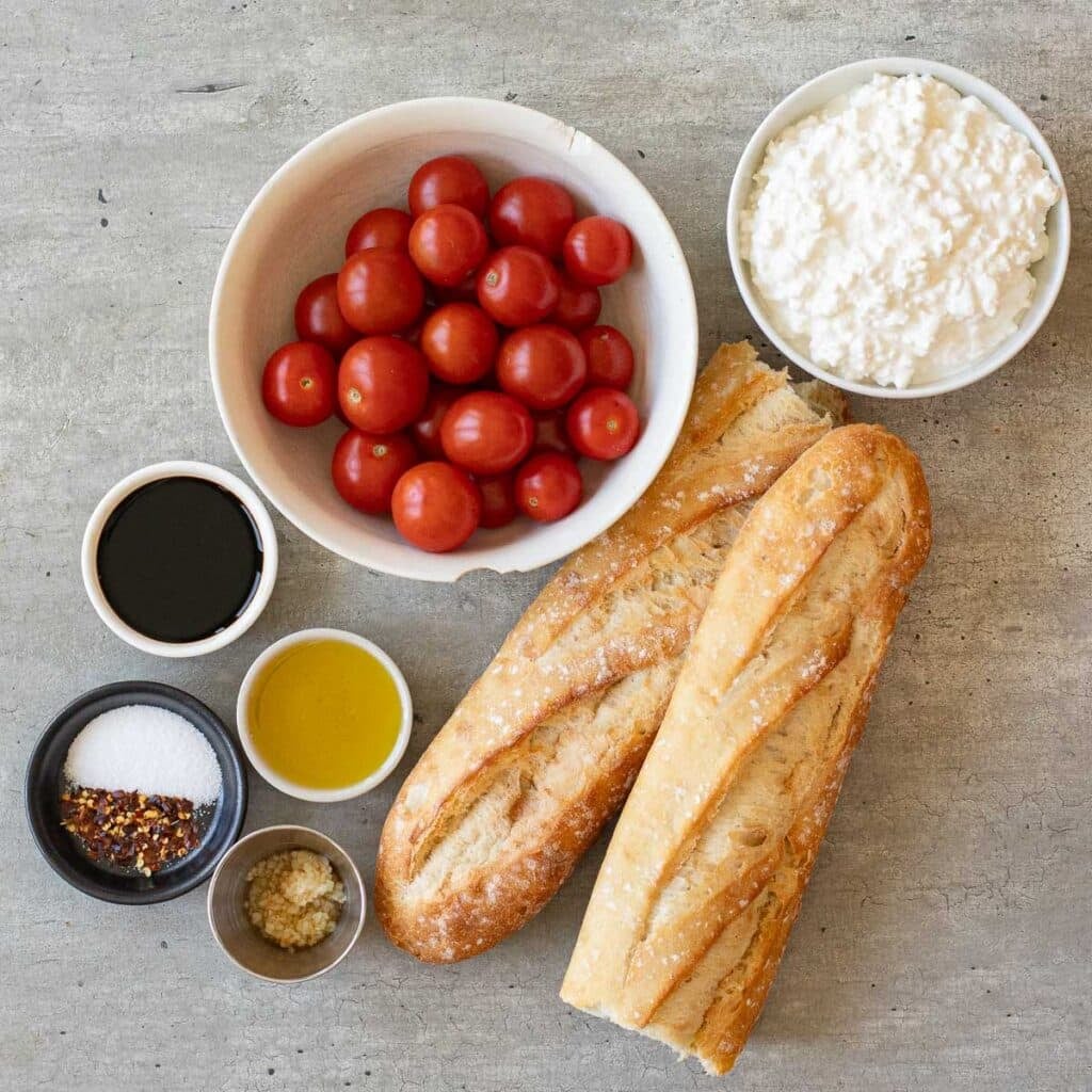 ingredients for cottage cheese toast recipe