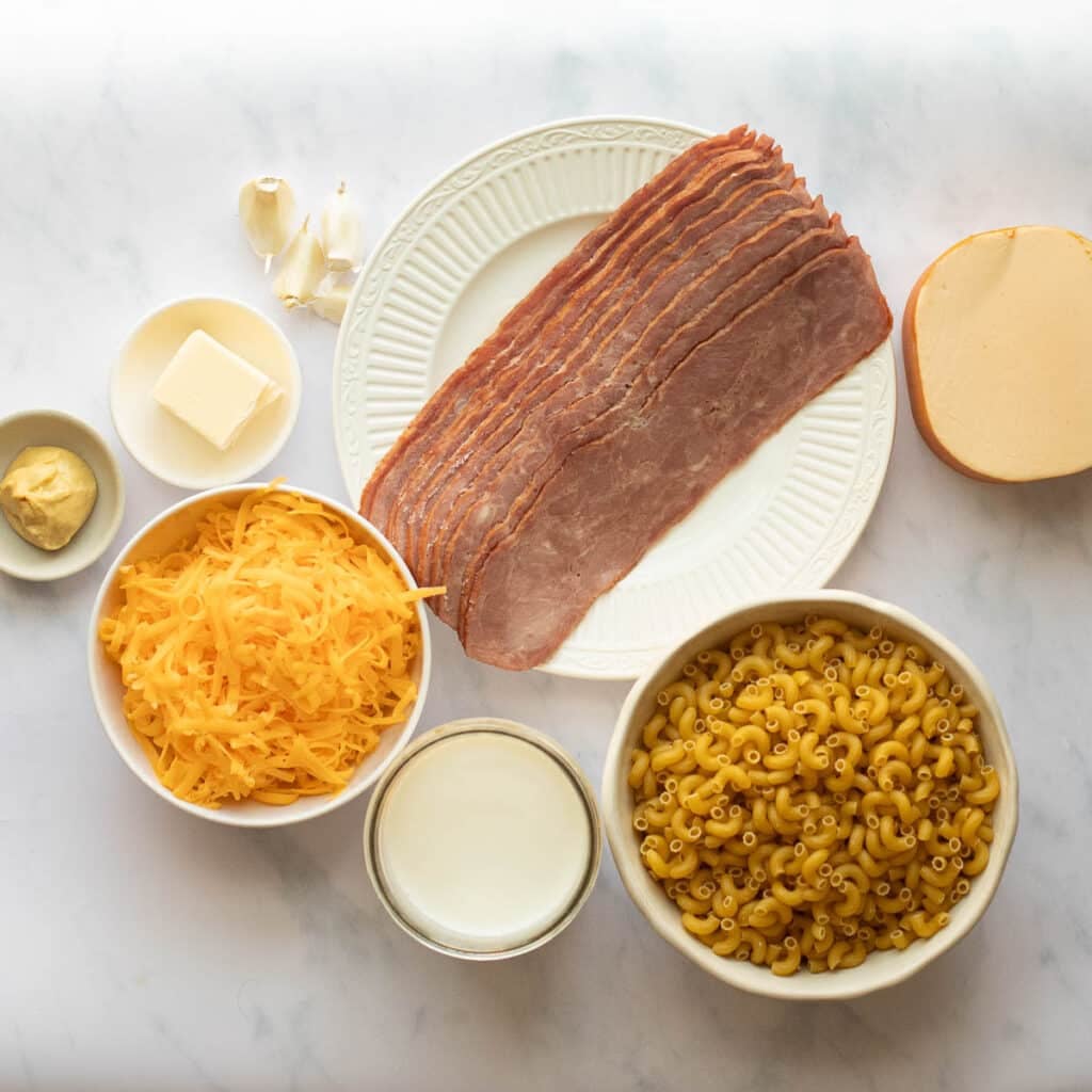 ingredients for smoky gouda mac and cheese recipe