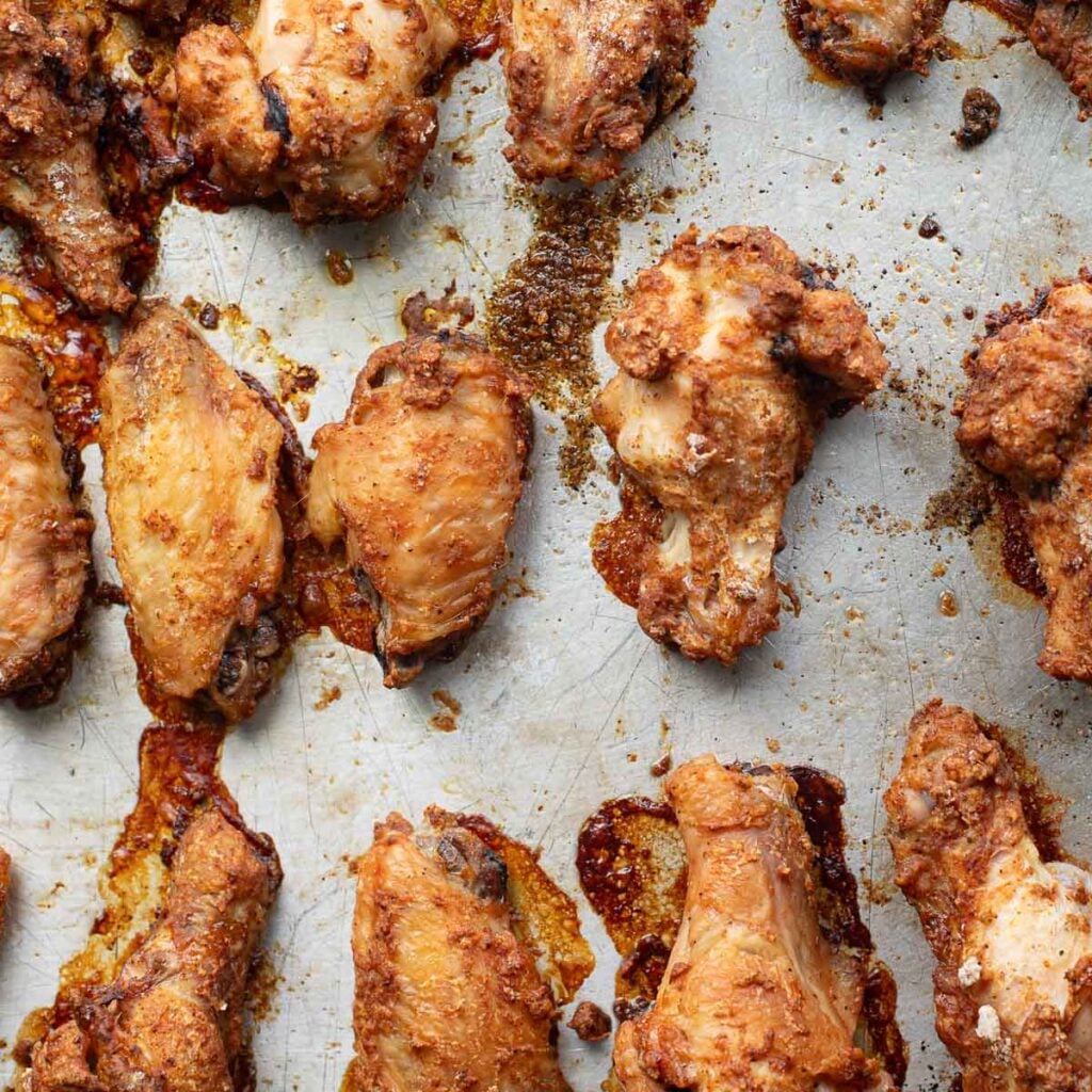 baked chicken wings on a baking sheet