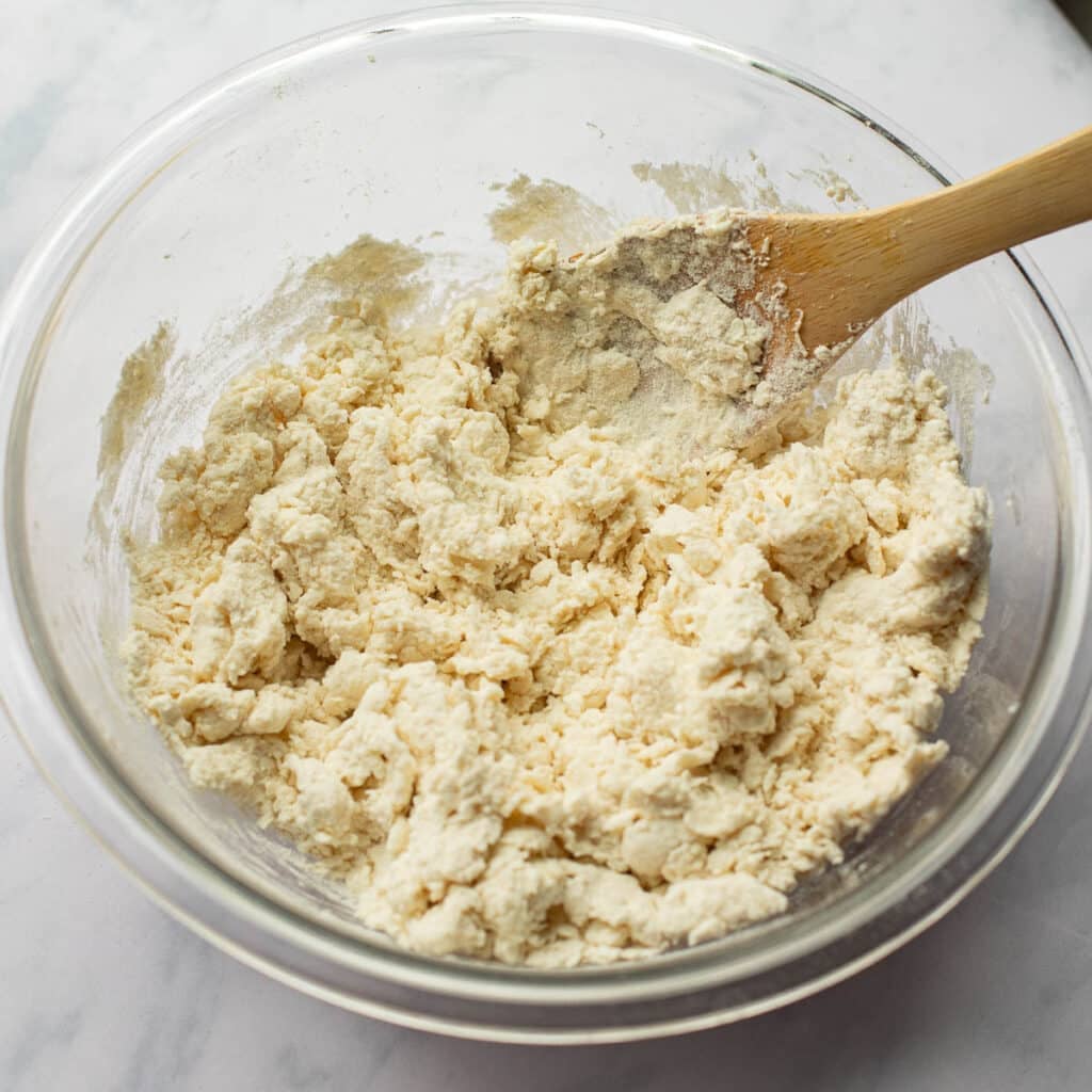 bagel dough in a mixing bowl