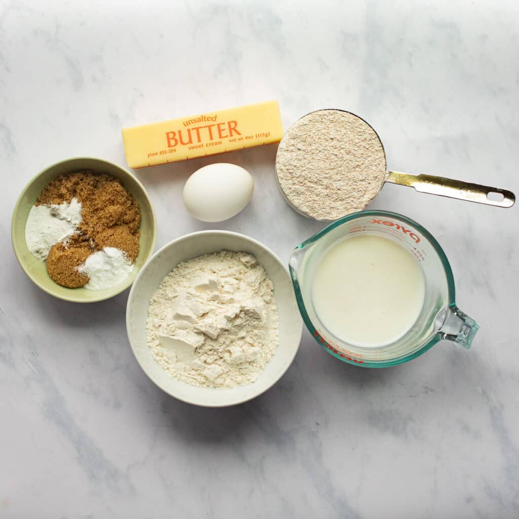 ingredients for Irish brown soda bread recipe