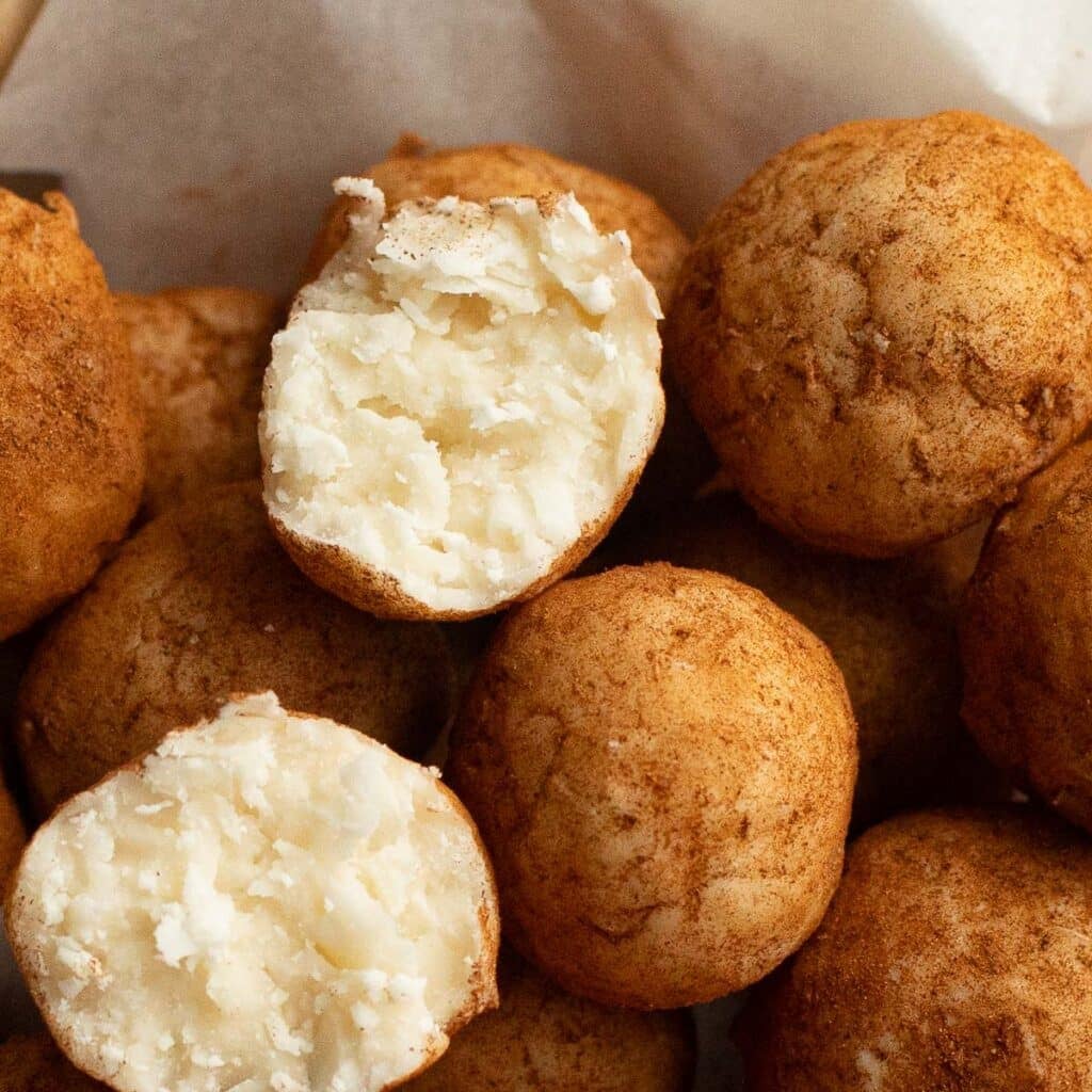 the inside of Irish potato candies