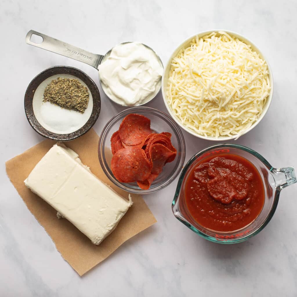 ingredients for pizza dip recipe