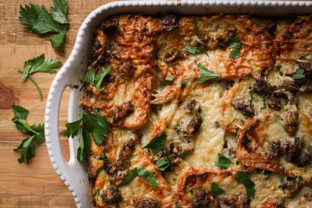 egg and cheese strata