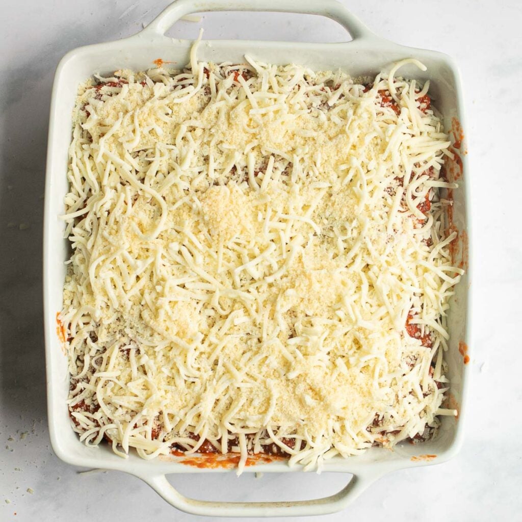 baked ravioli in a baking dish before being cooked