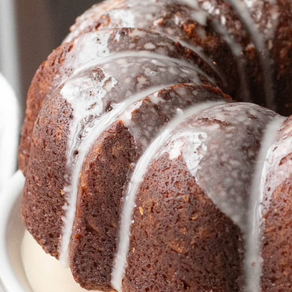 bourbon sour cream cake with maple glaze