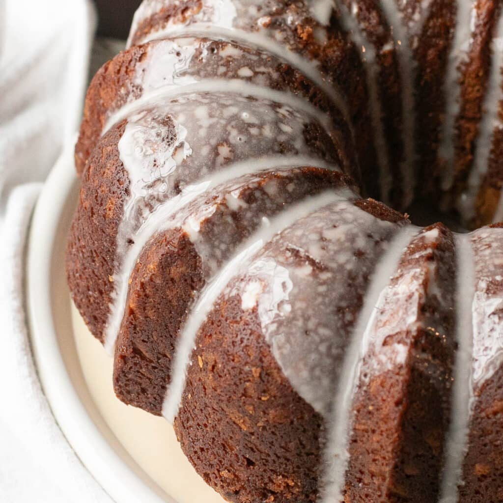 bourbon sour cream cake with maple glaze