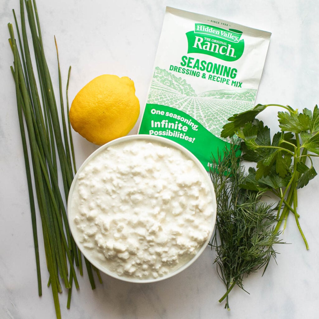 ingredients for cottage cheese ranch dip