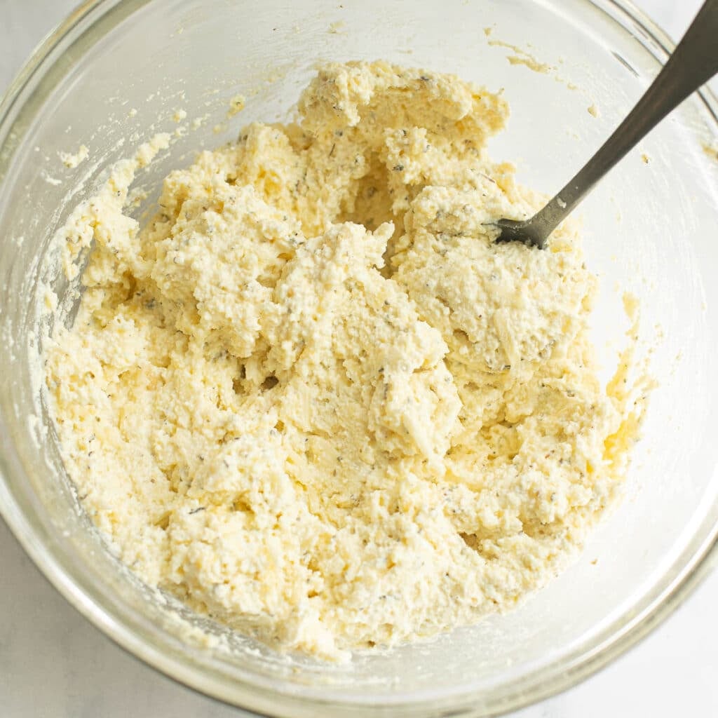 ricotta filling in a mixing bowl