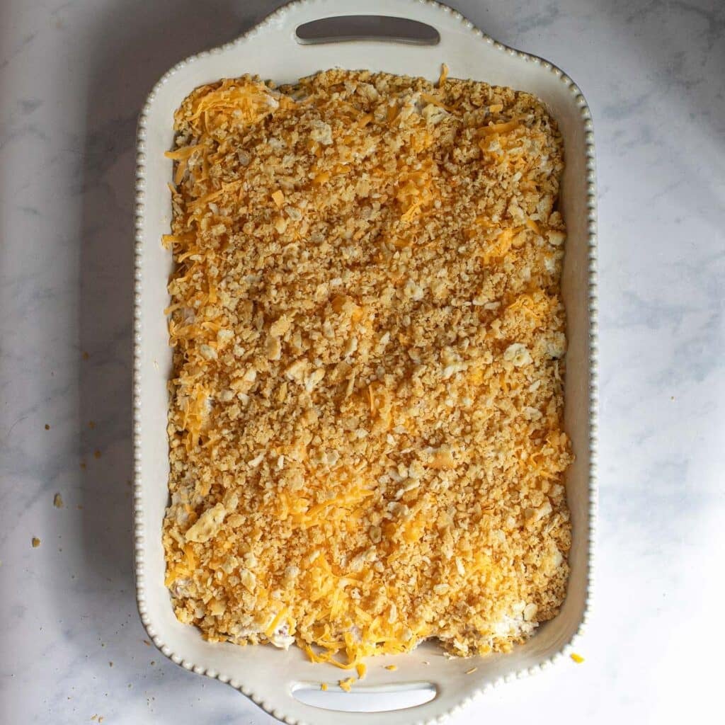 million dollar chicken casserole before it is baked