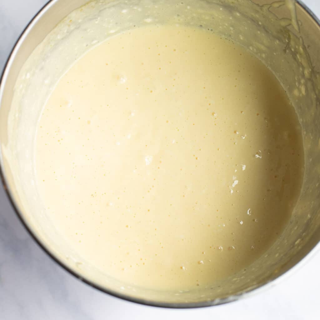 cheesecake batter in a mixing bowl