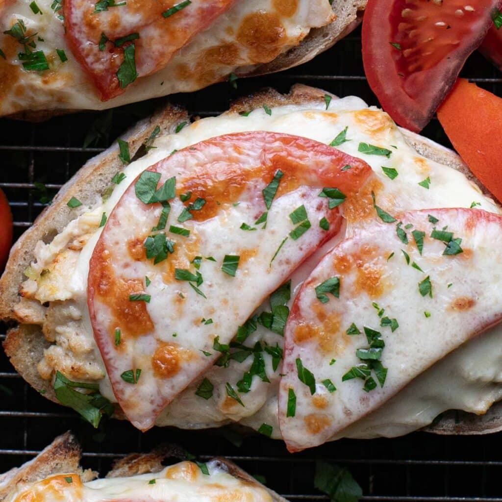 open faced Tuna Melt sandwich