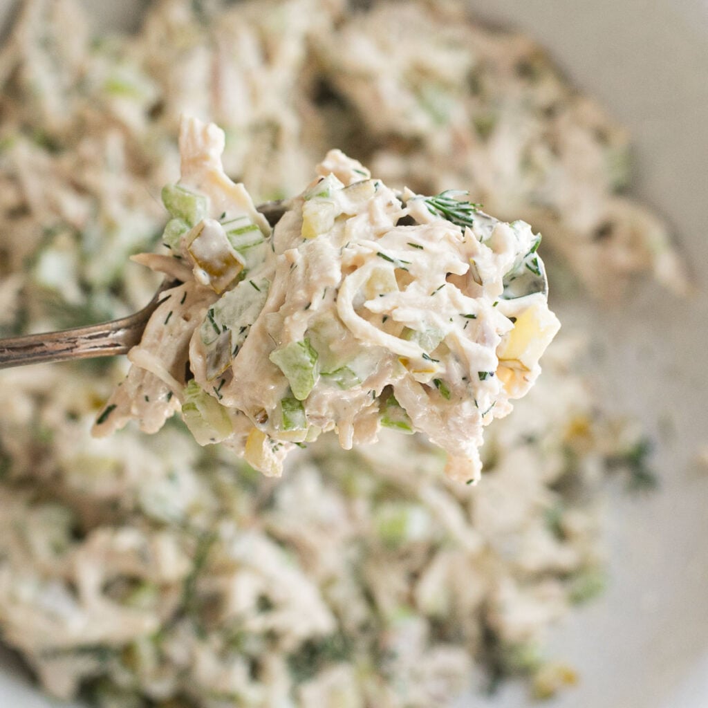 Easy Dill Pickle Chicken Salad (High Protein Recipe)