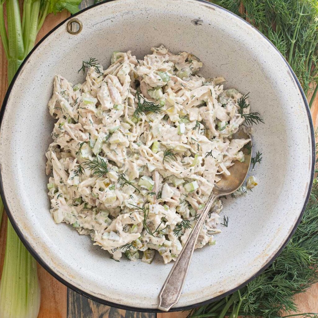 Easy Dill Pickle Chicken Salad (High Protein Recipe)