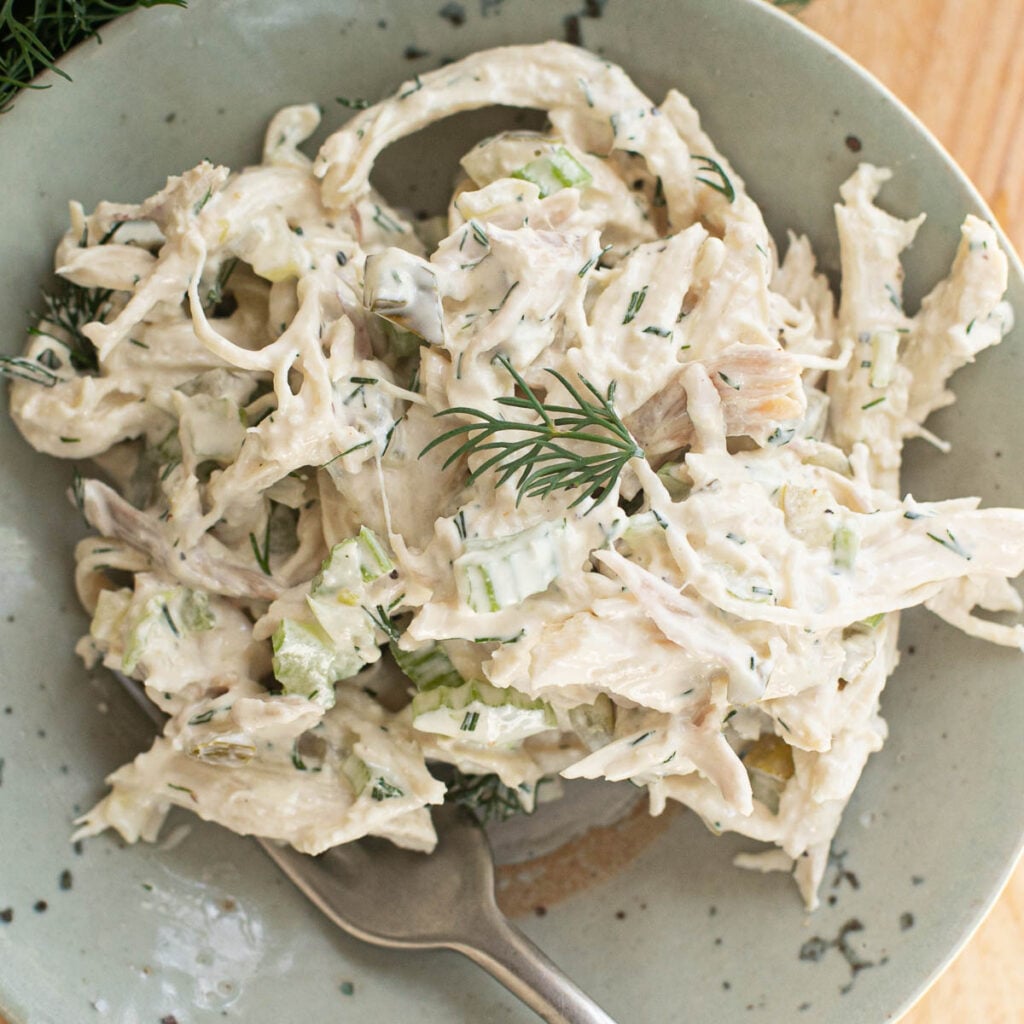 Easy Dill Pickle Chicken Salad (High Protein Recipe)