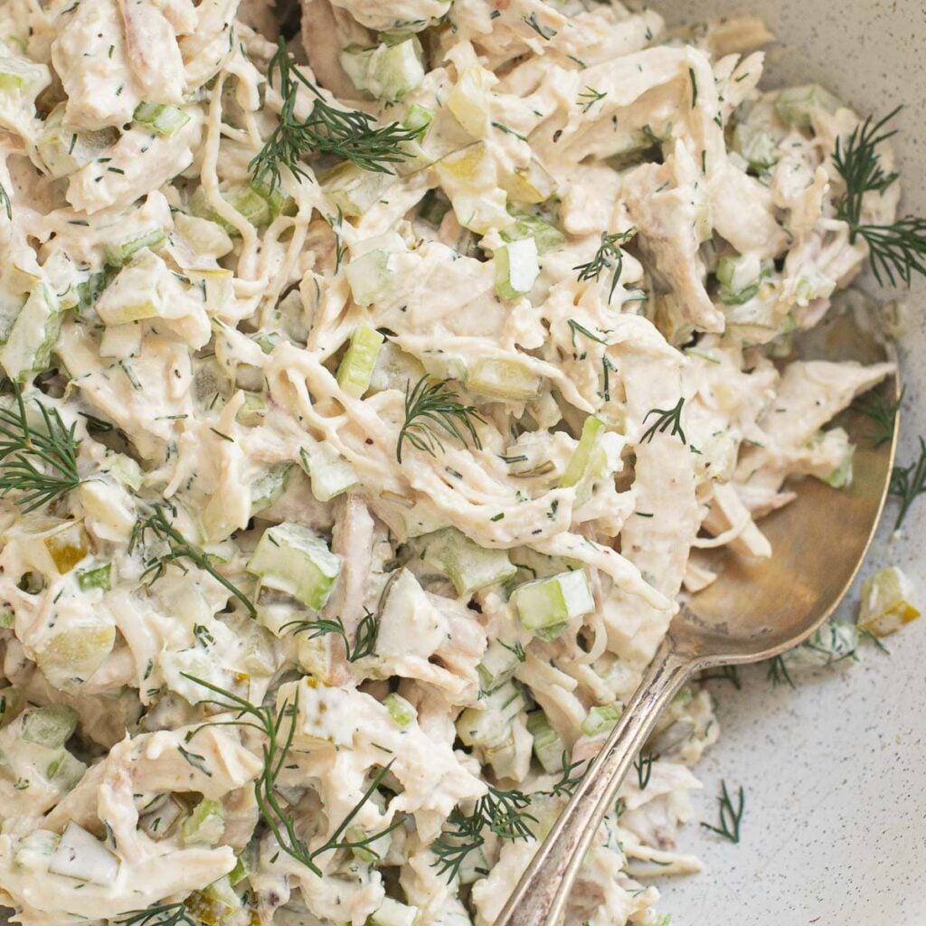 Easy Dill Pickle Chicken Salad (High Protein Recipe)