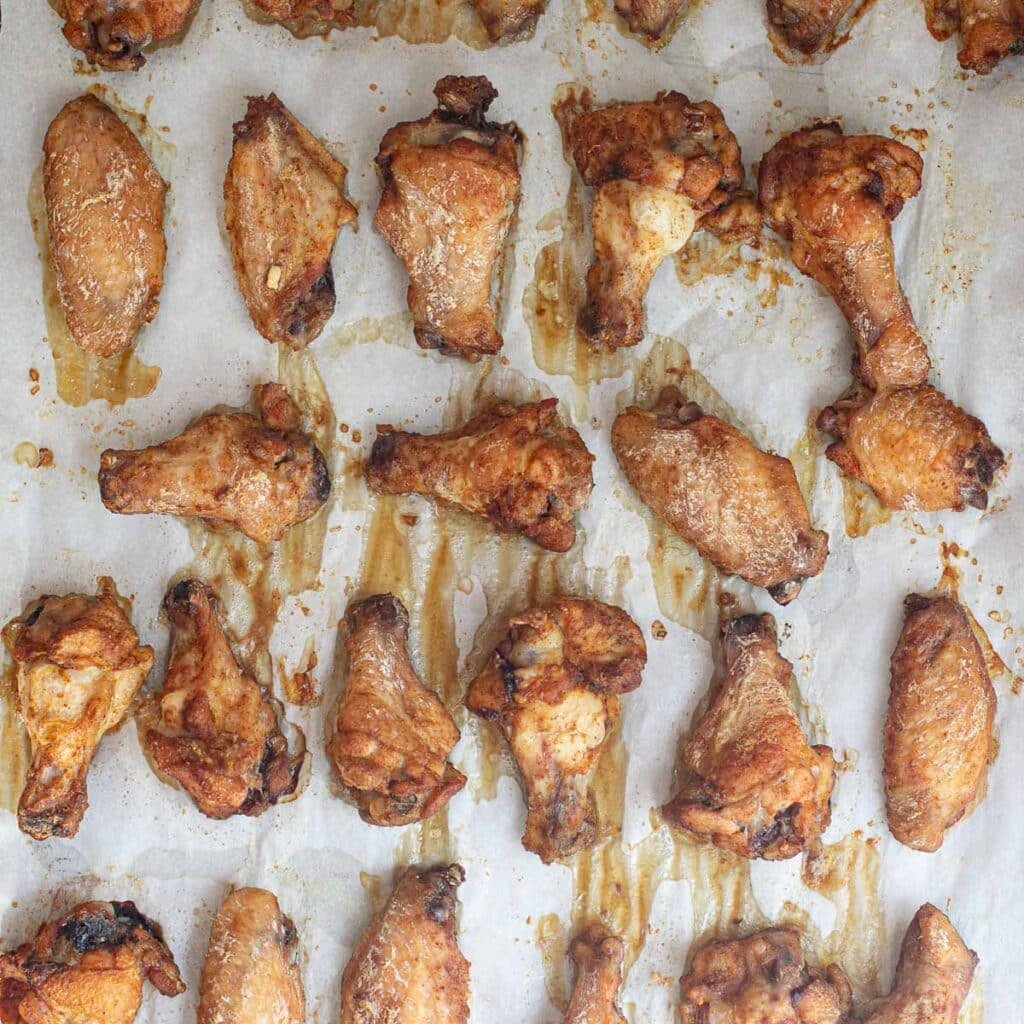 baked chicken wings on a baking sheet