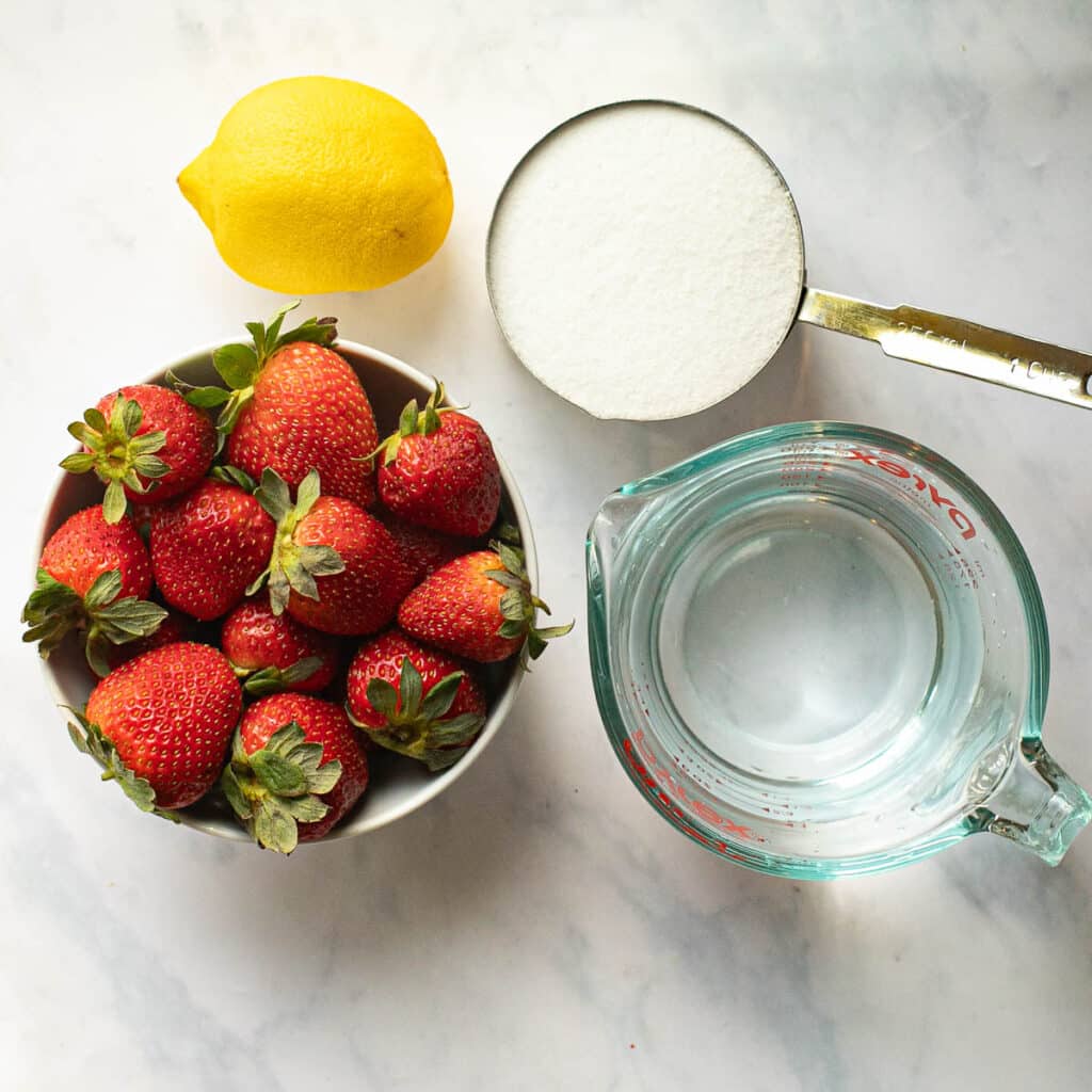 ingredients for strawberry syrup recipe