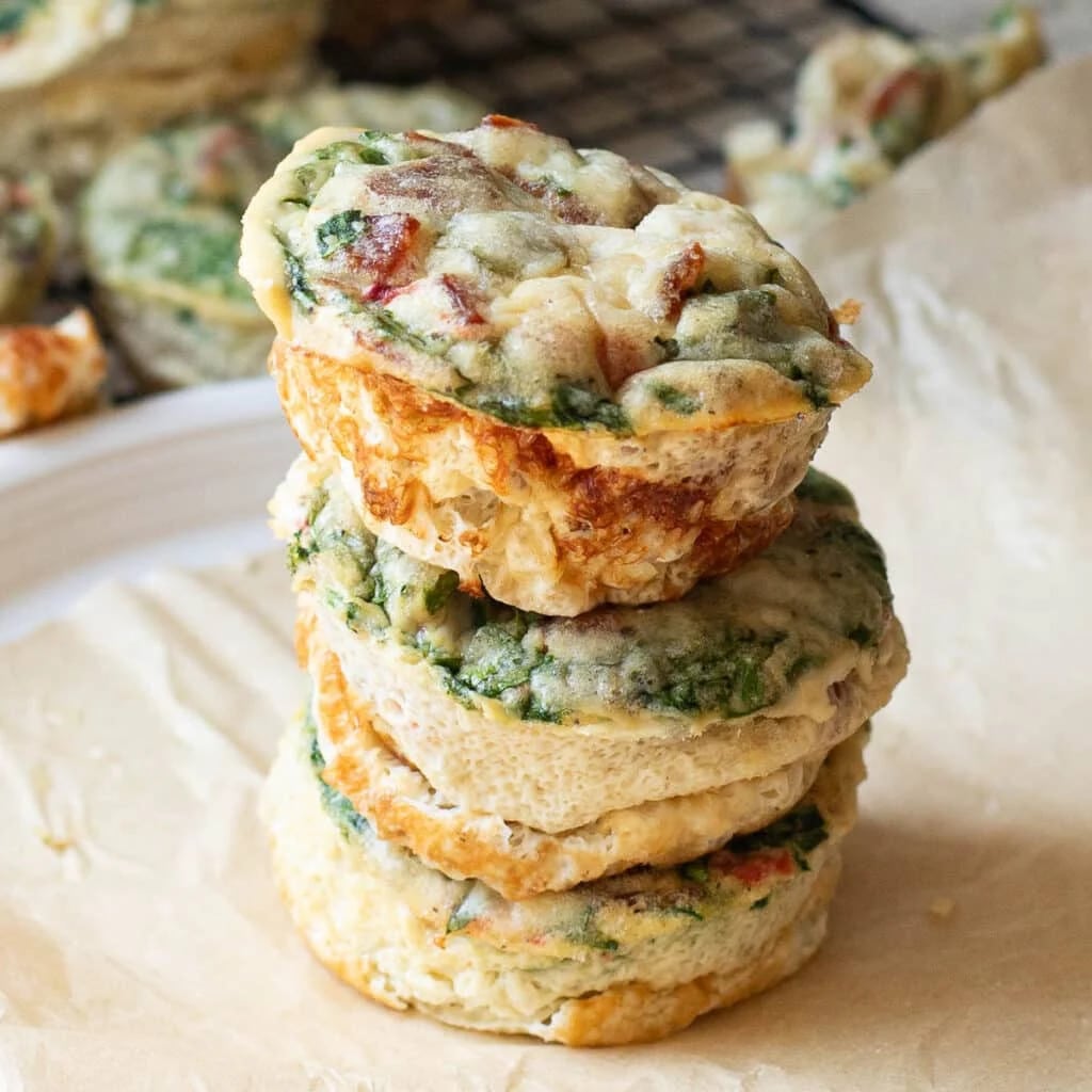 Baked Egg White Bites with Spinach and Bacon