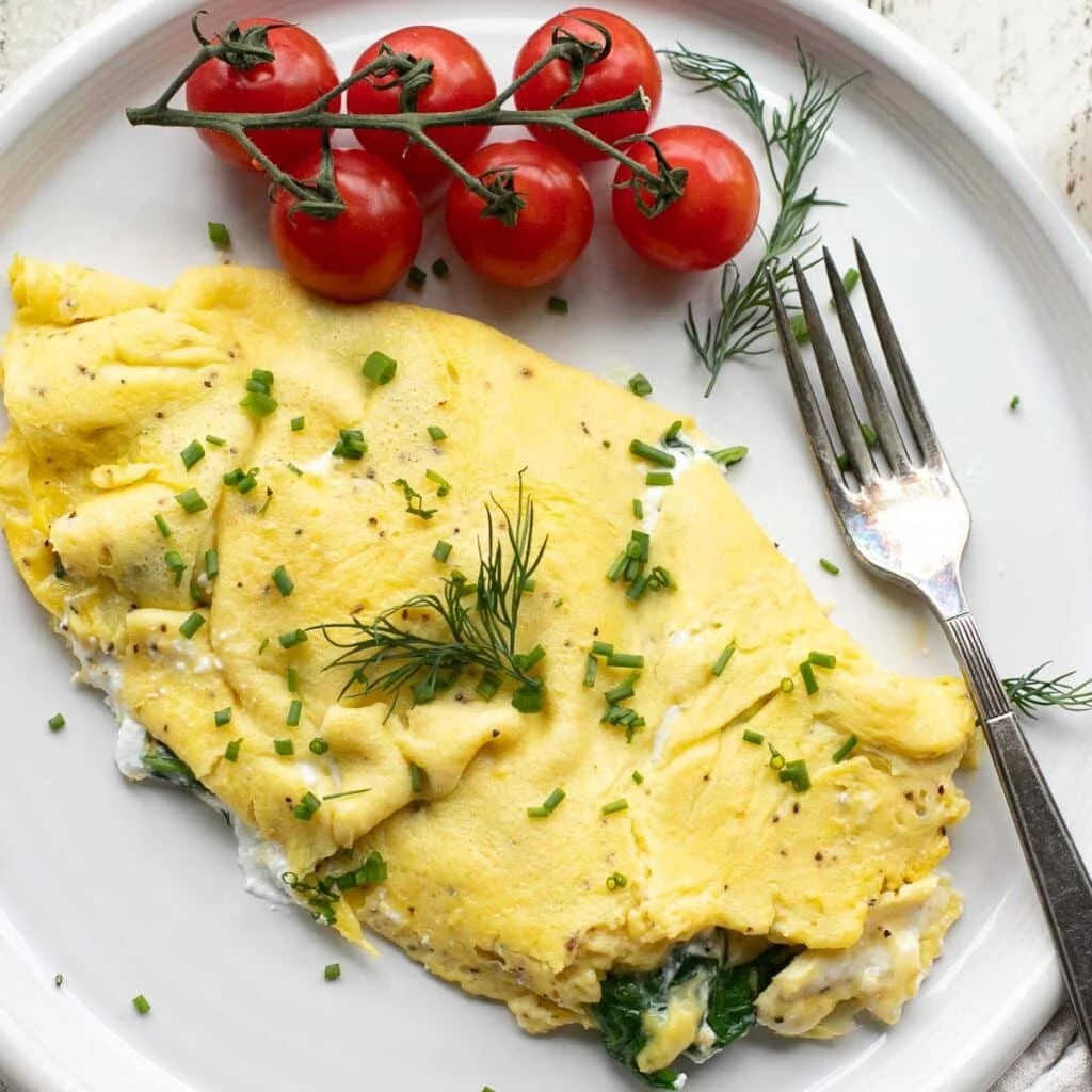 Cottage Cheese Omelet with Spinach